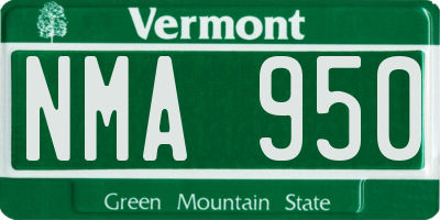 VT license plate NMA950