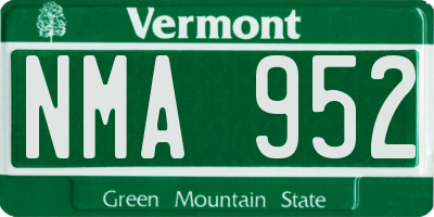 VT license plate NMA952