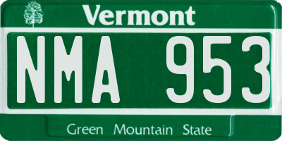 VT license plate NMA953