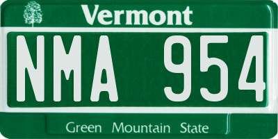 VT license plate NMA954