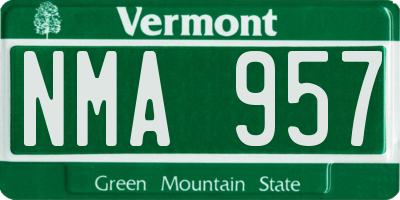 VT license plate NMA957