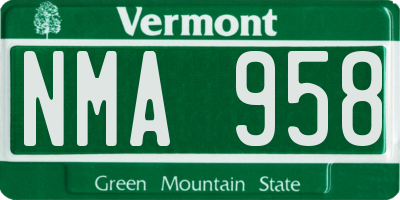 VT license plate NMA958