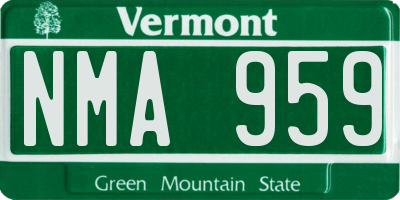 VT license plate NMA959