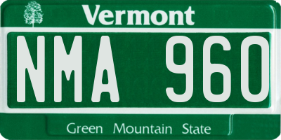 VT license plate NMA960