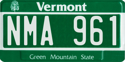 VT license plate NMA961