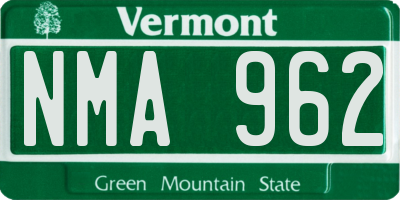 VT license plate NMA962