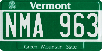 VT license plate NMA963