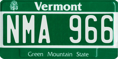 VT license plate NMA966
