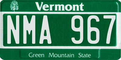 VT license plate NMA967