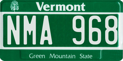 VT license plate NMA968