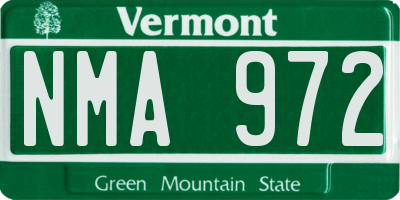 VT license plate NMA972