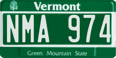 VT license plate NMA974