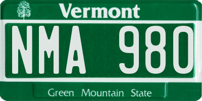 VT license plate NMA980