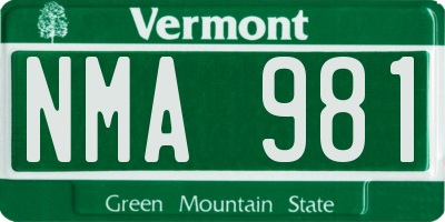 VT license plate NMA981