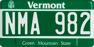VT license plate NMA982