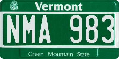 VT license plate NMA983