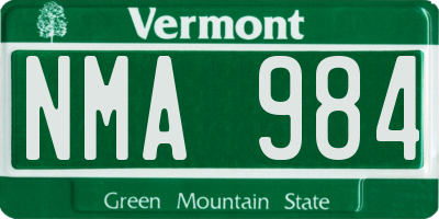 VT license plate NMA984