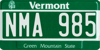 VT license plate NMA985