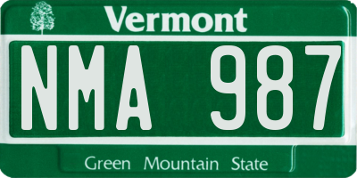 VT license plate NMA987