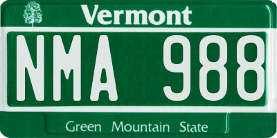 VT license plate NMA988