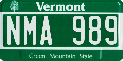 VT license plate NMA989