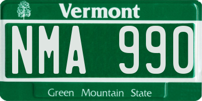VT license plate NMA990