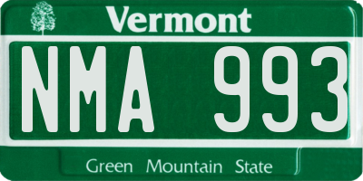VT license plate NMA993
