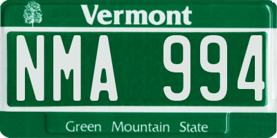 VT license plate NMA994