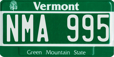 VT license plate NMA995