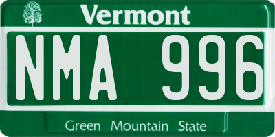 VT license plate NMA996
