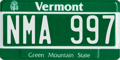 VT license plate NMA997