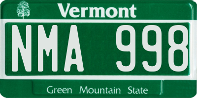VT license plate NMA998