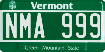 VT license plate NMA999