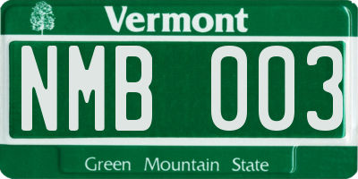 VT license plate NMB003