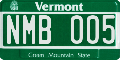 VT license plate NMB005