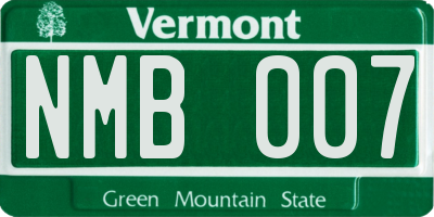 VT license plate NMB007