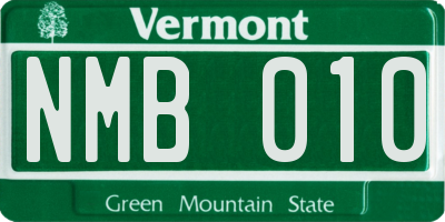 VT license plate NMB010