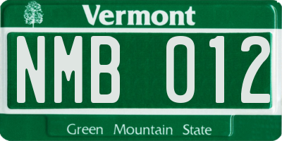 VT license plate NMB012