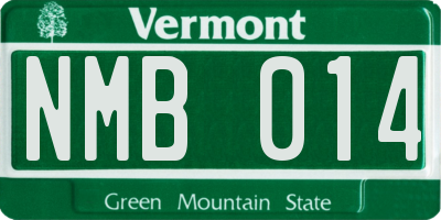 VT license plate NMB014