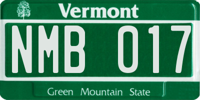 VT license plate NMB017