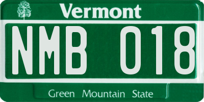 VT license plate NMB018