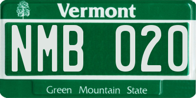 VT license plate NMB020