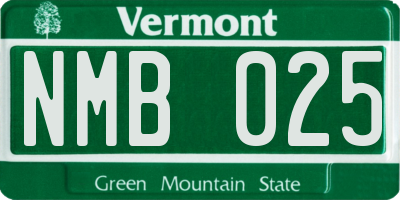 VT license plate NMB025