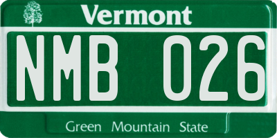 VT license plate NMB026