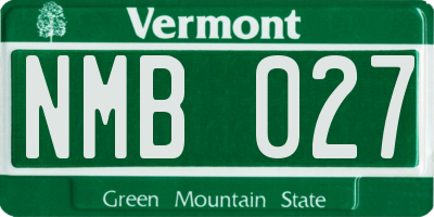 VT license plate NMB027