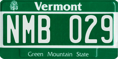 VT license plate NMB029