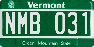 VT license plate NMB031