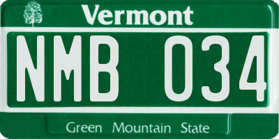 VT license plate NMB034