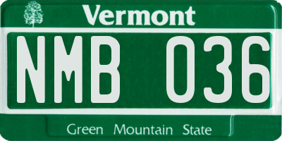 VT license plate NMB036