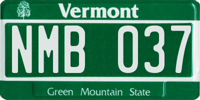 VT license plate NMB037